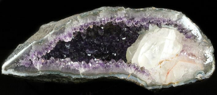 Amethyst Crystal Geode with Calcite Crystal #37736